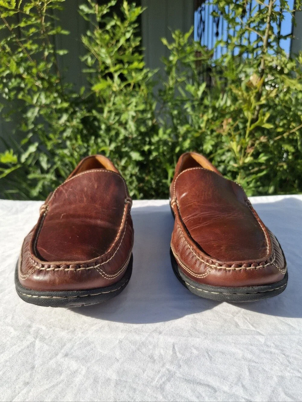 Johnston & Murphy Fowler Venetian Driving Loafers In Oiled Mahogany Leather 9.5